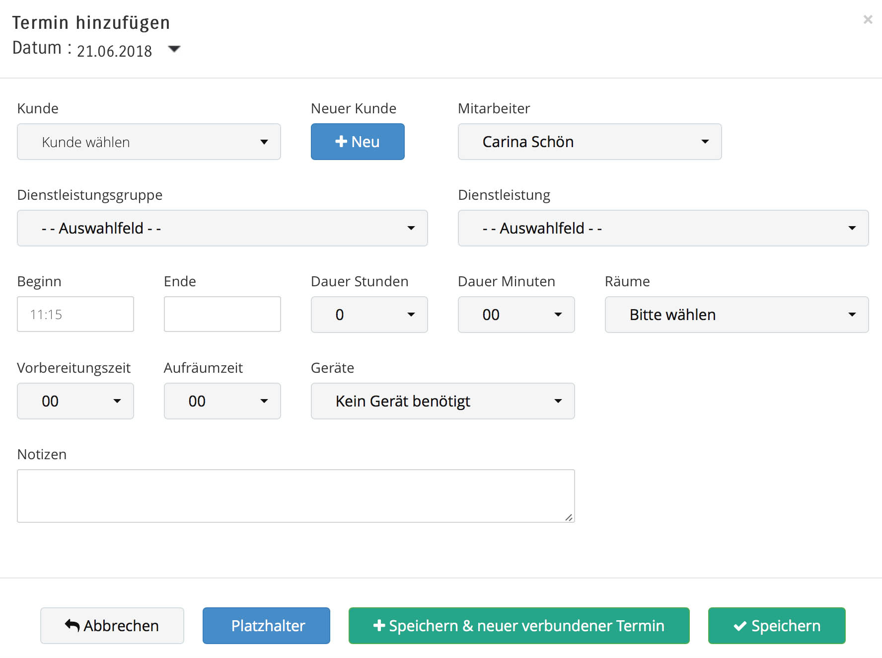 Platzhalter setzen